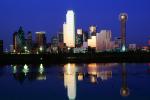 Dallas, Twilight, Dusk, Dawn, Dallas Skyline, buildings, reflection, CTXV01P13_14