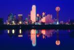 Dallas, Twilight, Dusk, Dawn, Trinity River,  Skyline, buildings, reflection, 23 March 1993