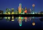 Trinity River, Twilight, Dusk, Dawn, Dallas Skyline, buildings, reflection, 23 March 1993