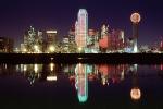 Trinity River and Dallas Skyline, buildings, reflection, 23 March 1993