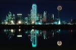 Dallas Skyline Night, buildings, reflection, 23 March 1993