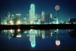 Dallas Skyline, buildings, Trinity River reflection, 23 March 1993