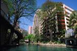 River, stream, buildings, trees, Paseo del Rio, the Riverwalk, San Antonio, CTXV02P04_10.1747