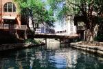 River, stream, buildings, trees, Paseo del Rio, the Riverwalk, San Antonio, 25 March 1993, CTXV02P04_12