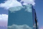 Building, Highrise, Reflection, windows, glass, clouds, El Paso, 9 May 1994