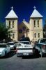 Church, Christian, Exterior, Outside, Outdoors, Cathedral, Christianity, vehicles, Automobile, Building, cars, pickup truck, El Paso, 31 October 1999, CTXV03P05_08