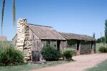 Restored Texan pioneer house, Cabin, home, chimney, Texas Tech University, Lubbock