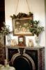 Fireplace, Mantle, Vase, Picture Frame, Clock
