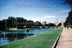 water, fountain, grass, pond, lake, buildings, Fair Park, December 1964, Aquatics, CTXV04P11_01