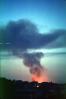 Glowing Fire, smoke and fire from the Marina fire, Loma Prieta Earthquake (1989), 1980s