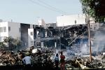smoldering embers, Burned out Homes, Marina Fire, Rescuers, Marina district, Loma Prieta Earthquake, (1989), 1980s, DAEV01P15_12