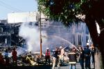 smoldering embers, Burned out Homes, Marina Fire, Rescuers, Marina district, Loma Prieta Earthquake, (1989), 1980s, DAEV01P15_13