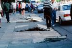 Sidewalk in Upheaval, Curb, Marina district, Loma Prieta Earthquake (1989), 1980s