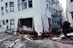 Sidewalk in Upheaval, Garage Doors, Fillmore Street, Marina district, Loma Prieta Earthquake (1989), 1980s