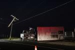 Broken Power Pole, Wires, Pickup Truck, trailer, Sonoma County, DAFD08_042