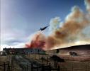 Home, Ranch House, building, fence, Air Attack, Fire Retardant Drop, Sonoma County, DAFD10_180B