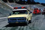 Ford firetruck, grill, San Rafael, California, 1980s