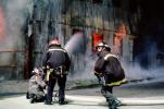 Firefighters, Firemen, Flames, hose, Thick Black Smoke, Mission District, DAFV01P06_14