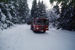 Fire Engine, snow, ice, cold, trees, forest, woodland, road, DAFV03P12_02