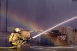 Spraying Water, Hose, Fireman, Smoke, DAFV04P01_04
