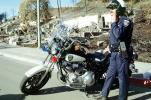 Motorcycle Policeman, Homes, Residential House, Hills, Charred, police, Great Oakland Fire, California