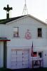 Firehouse, Siren, Garage Door, flag, bell, garage door, Mendocino Volunteer Fire Dept.