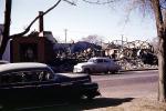 Burned out Building, Cars, 1950s