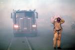 Freightliner Truck, Smoke, Firefighter, San Bruno Mountain