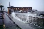 The Embarcadero, Waves splashing, Flooded Street, sidewalk