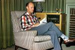 1950s, Man Reading, Radio, Seat, EBCV01P02_09