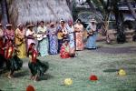 Dancers, Guitar Players, Women, grass skirts, lei, Ethnic Costume, natives, Hula, Hawaiian, March 1964, 1960s, EDAV03P10_09