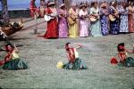 Dancers, Guitar Players, Women, grass skirts, lei, Ethnic Costume, natives, Hula, Hawaiian, March 1964, 1960s, EDAV03P10_10