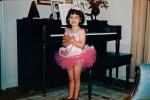 Girl, Dance, Ballerina, cute, tutu, piano, smile, headpiece, 1950s