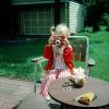 Girl Taking a Picture, Crayons, Doll, backyard, dool