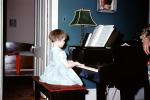 Grand Piano, girl, keys, keyboard, sheet music, 1950s