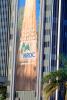 Save the Giant Sequoias, NRDC, 200 foot high banner by Wernher Krutein, Sunset Blvd, Hollywood, highrise building