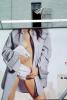 Woman wearing a mans shirt, newspaper, panties, underwear, sex in advertising, sexy, billboard
