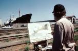 Man, Painter, Docks, SOMA, The Embarcadero, San Francisco, EPPV01P03_17