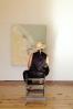 Woman Sitting, hat, artwork
