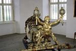 Ornate sled, woman masthead, lights, female, gilded gold, opulant