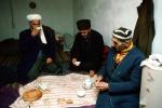Men, eating, bread, supper, sitting, Samarkand, FDAV01P07_06