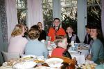 Family Dinner Party, Table Setting, women, men, boys, 1950s, FDNV02P12_07