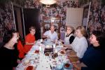 Family, Dinner Party, Table Setting, women, men, wallpaper, 1950s, FDNV02P12_12