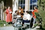 Lunch Party, Women, Coats, Backyard, Chairs, Eating Sandwiches, Cold, Smoking, 1940s, FDNV02P12_19