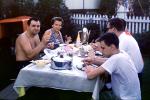 Backyard, table setting, dinner, woman, feast, 1960s, FDNV02P13_04