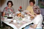 Thanksgiving Dinner, Turkey, table setting, dinner, woman, feast, 1960s, FDNV02P13_18