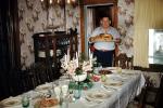 Thanksgiving Turkey Dinner, Table Setting, Man, Fat, Plates, 1950s, FDNV02P15_15