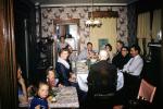 Thanksgiving Turkey Dinner, table, girls, 1940s