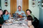 Turkey Dinner, Roast, Thanksgiving, Woman, Man, Carving, Turkey, Plates, Table, Setting, Formal, 1950s, FDNV03P01_09