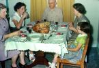Thanksgiving, Turkey Dinner, Woman, Man, Child, Girl, Plates, Formal, 1950s, FDNV03P01_17